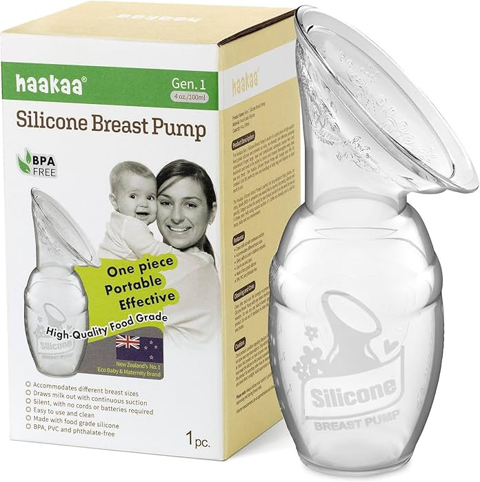 haakaa Manual Breast Pump for Breastfeeding, Silicone, Clear 4oz/100ml | Amazon (US)