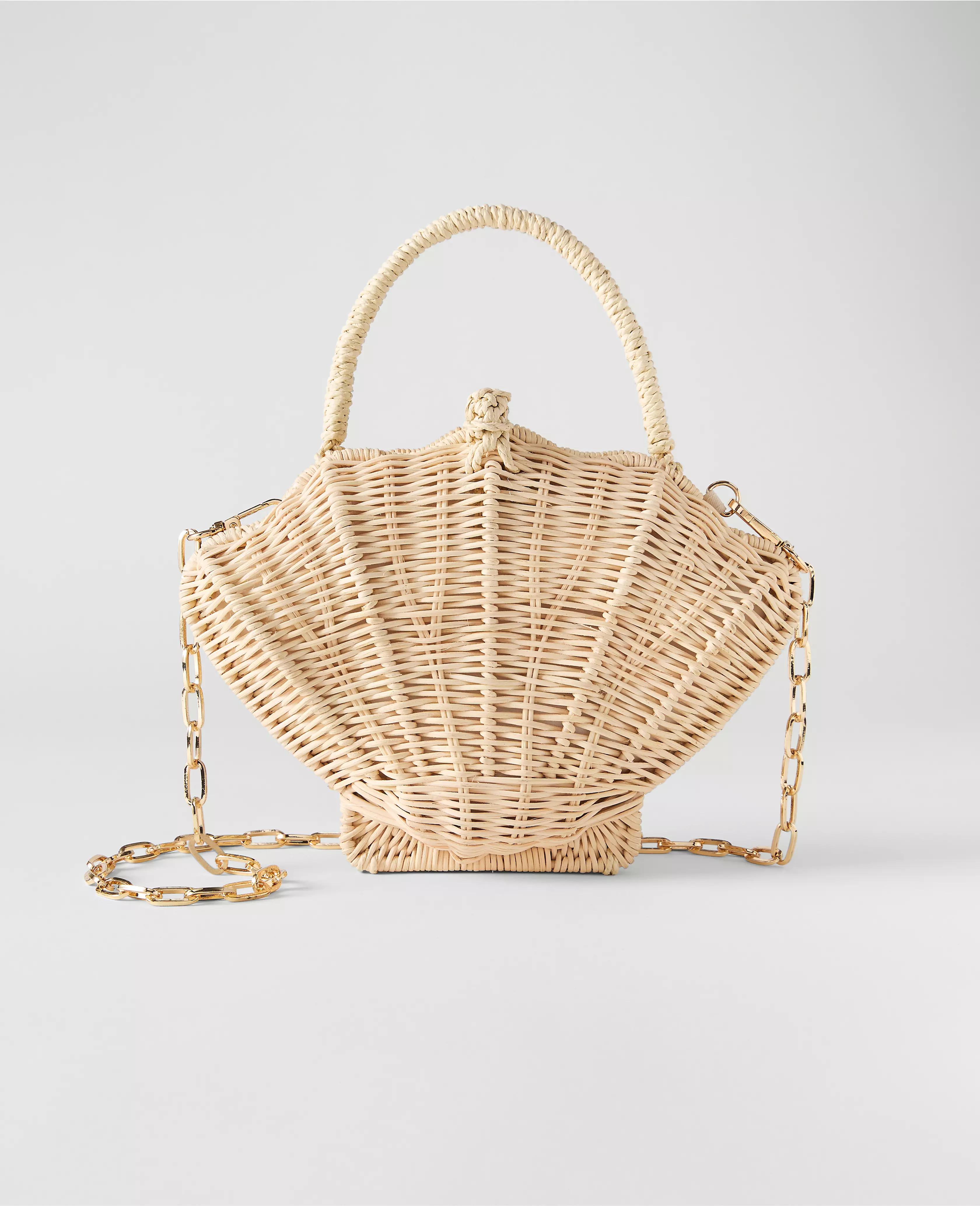 Weekend Rattan Shell Crossbody | Ann Taylor