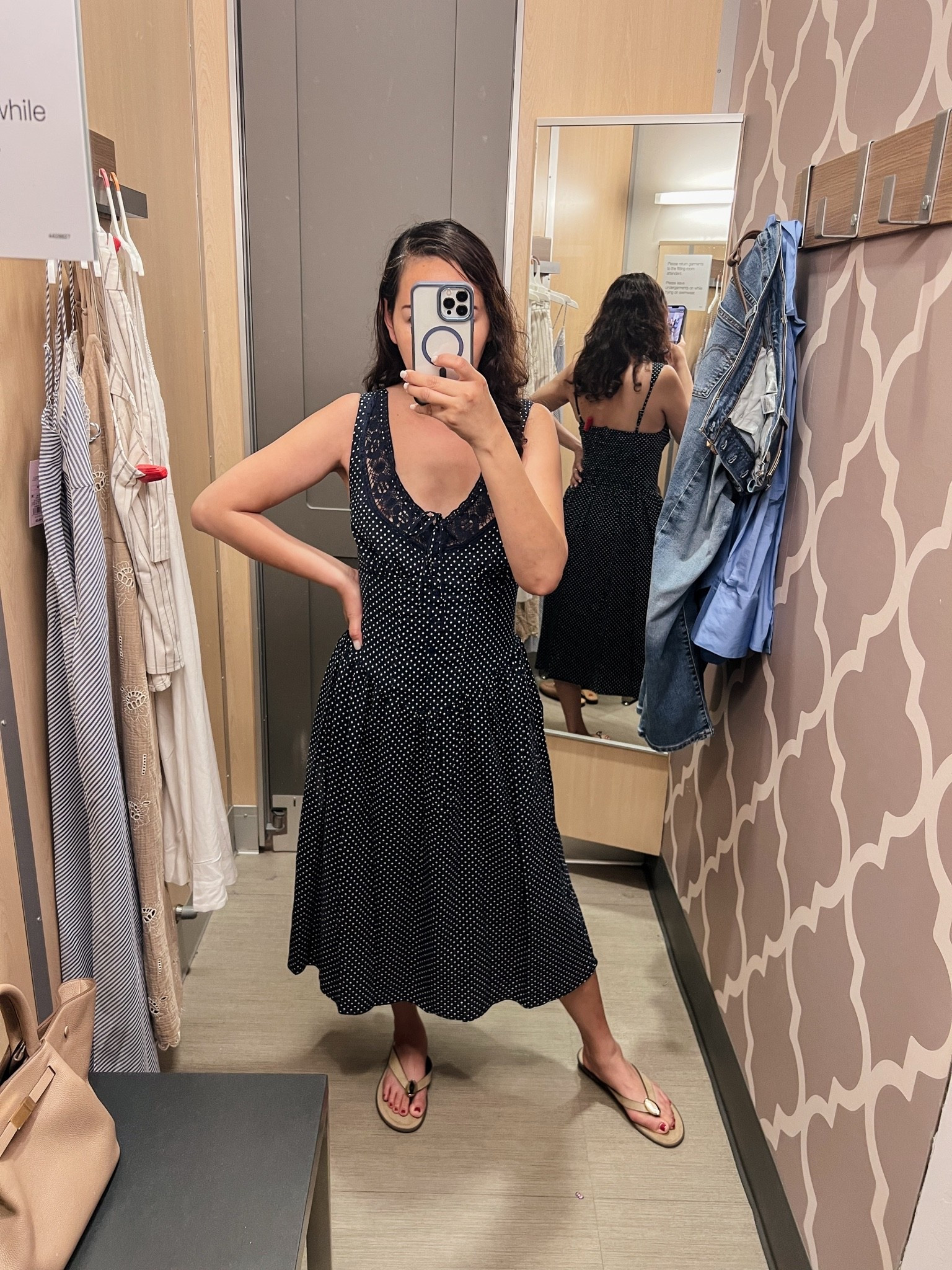 This polka dot dress though? Immediate yes. This is giving effortless girls’ trip dinner outfit. I already know I’d wear this with flat sandals during the day and then switch to a little heel at night. It’s flattering, easy, lightweight, and honestly looks more expensive than Target.

#LTKootd