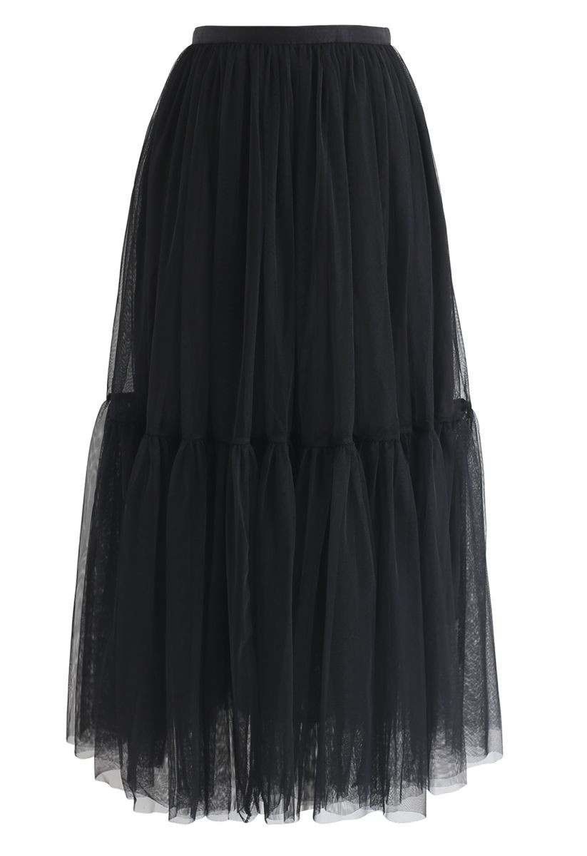 Can't Let Go Mesh Tulle Skirt in Black | Chicwish