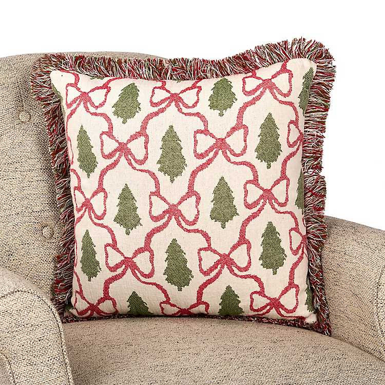 Jacquard Trees and Bows Pillow | Kirklands