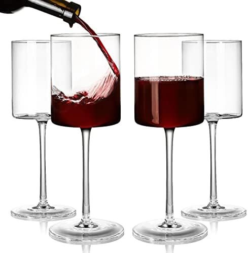 Hiceeden 4 Pack 15 Oz Square Red Wine Long Stemmed Glasses, Modern Goblet Champagne Flutes Glasse... | Amazon (US)