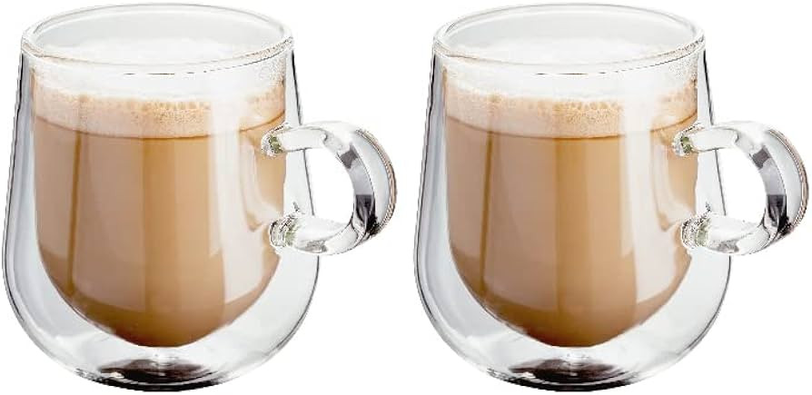 Judge Double Walled Glass Tea/Coffee Cups, Set of 2, 275ml - Vacuum Insulated, Handcrafted Artisa... | Amazon (UK)