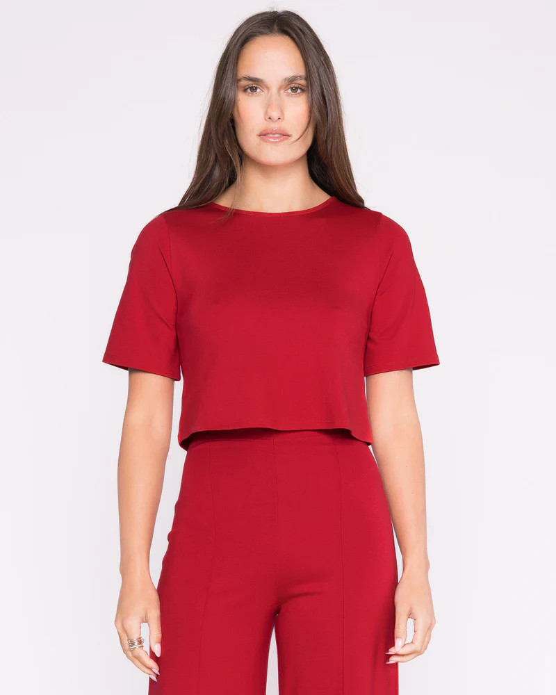 Red Ponte Short Sleeve Top | Ripley Rader