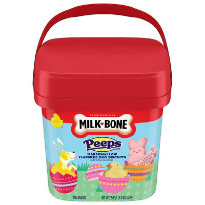Milk-Bone Peeps Easter Pail Marshmallow Flavor Crunchy Dog Treats - 22oz | Target