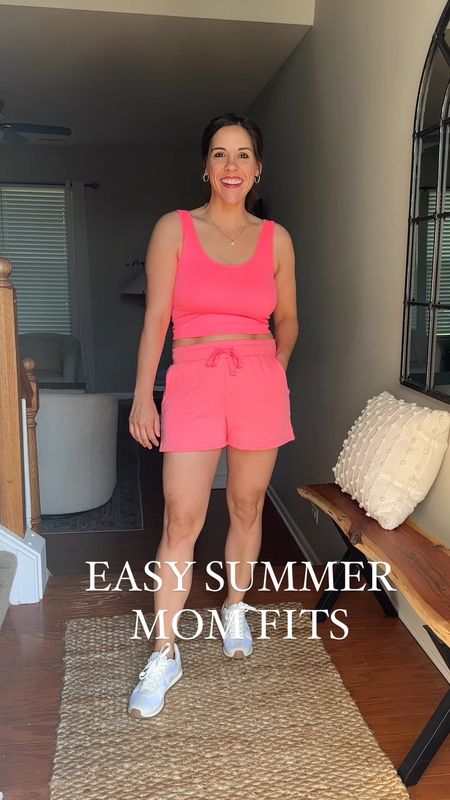 Pink:
Large in tank
Small in shorts

Gray:
Medium in tank
Small in shorts

Mom on the go outfit, lounge set, every day style, sleeper wear, casual outfit, workout outfit, gym outfit, mom style

#LTKFitness #LTKStyleTip #LTKFindsUnder50