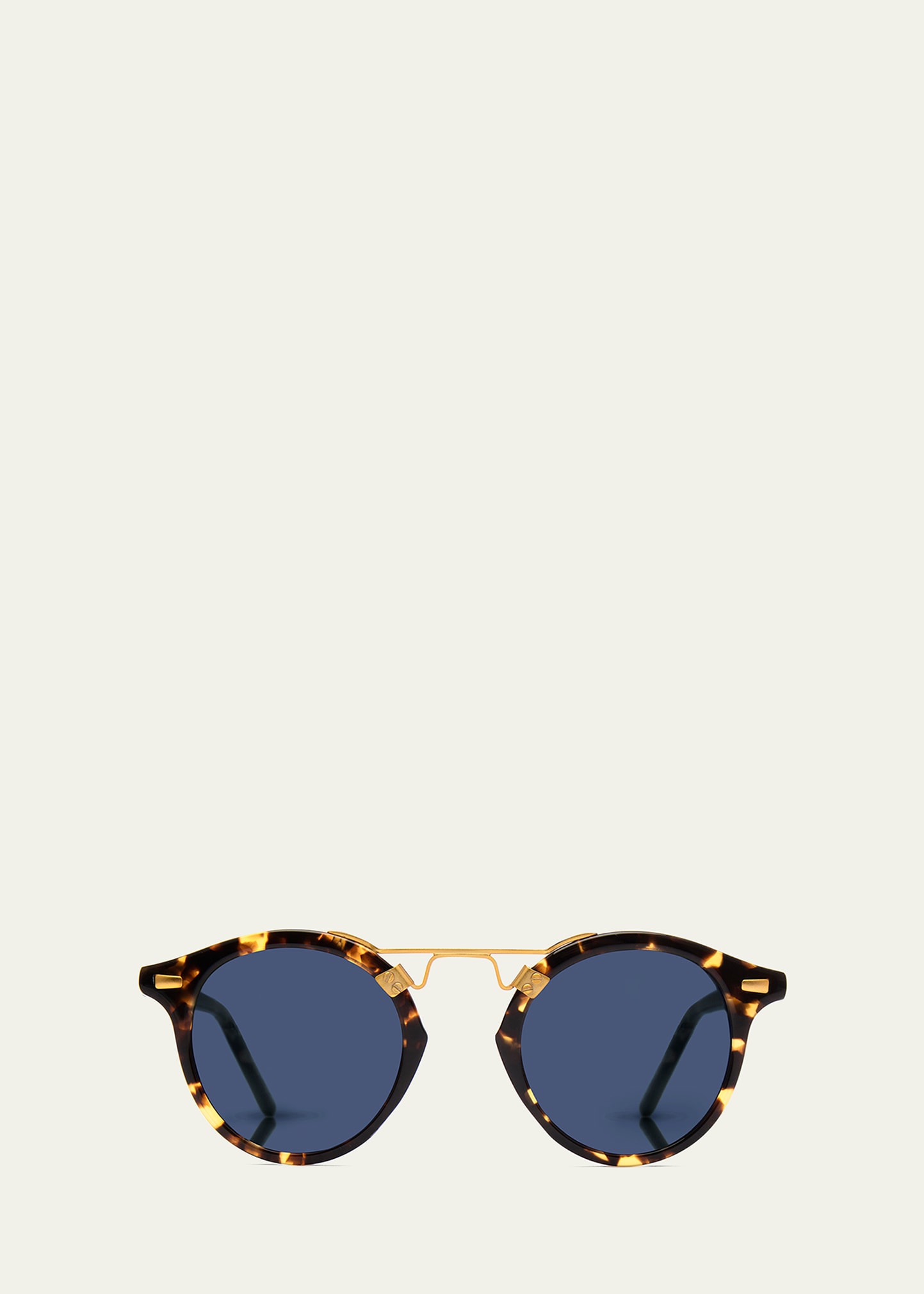 St. Louis Round Polarized Sunglasses, Blue/Brown Tortoise | Bergdorf Goodman