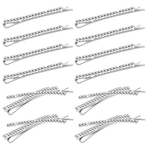 12 Pcs Rhinestone Bobby Pins, 8 Silver Metal Hair Clips 4 X Shaped Crystal Hair Pin Decorations for Lady Women Girls | Amazon (US)