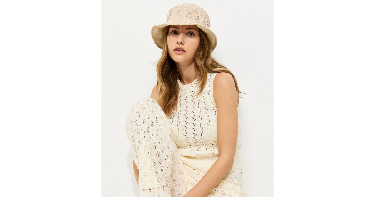 Cream Crochet Bucket Hat | New Look | New Look (UK)