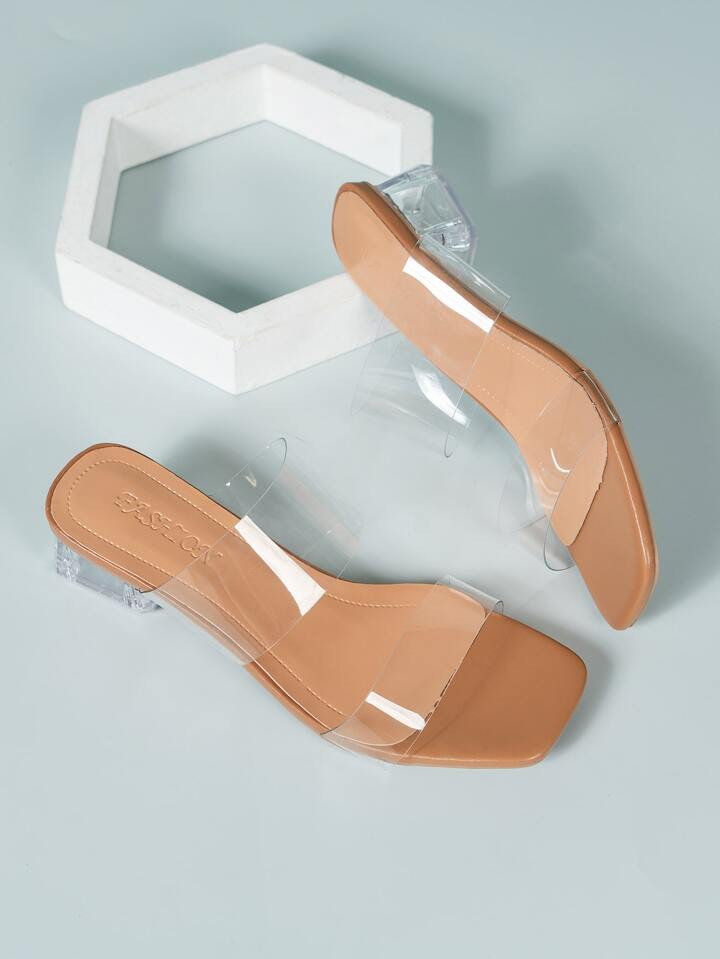 Women Minimalist Mules, PVC Chunky Heeled Fashion Sandals | SHEIN