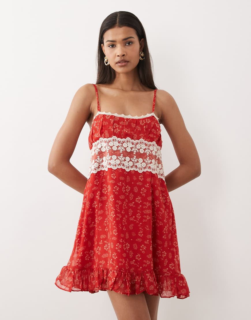 Dippin Daisys C'est La Vie mini beach dress in red floral | ASOS (Global)