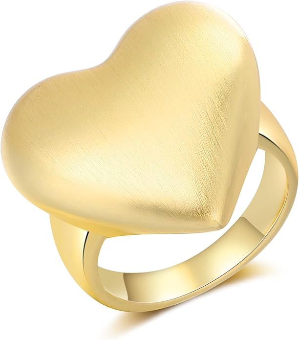 Chunky Gold Rings for Women, 14K Gold Plated Statement Band Ring Hypoallergenic Jewelry for Her | Amazon (US)