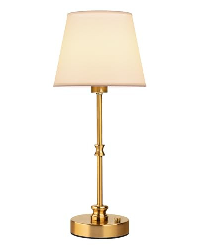 EppieBasic Cordless Table Lamp, 5200mAh Rechargeable Battery Operated Lamp, Portable LED Touch Light, Stepless Dimming, Small Gold with Fabric Shade, 2700K for Dining, Bedside, Bathroom | Amazon (US)