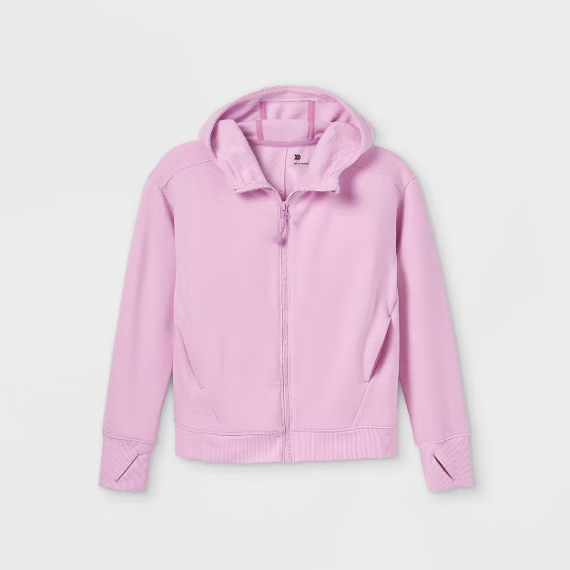 Girls' Cozy Soft Fleece Full Zip Hooded Sweatshirt - All in Motion™ | Target