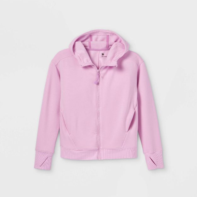 Girls' Cozy Soft Fleece Full Zip Hooded Sweatshirt - All in Motion™ | Target