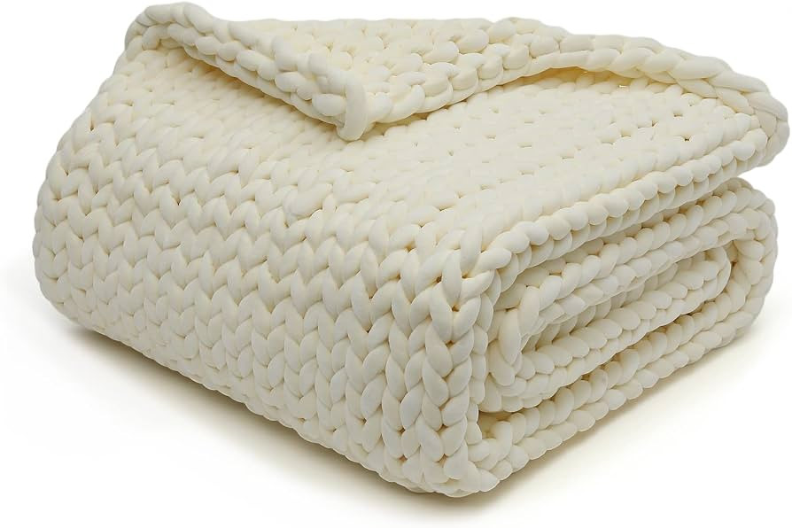 YnM Velvet Weighted Blanket, Handmade Chunky Knitted Design, Soft and Cozy, Temperature Regulatin... | Amazon (US)