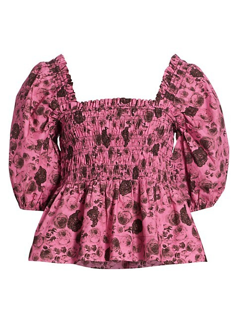 Floral Printed Cotton Poplin Blouse | Saks Fifth Avenue