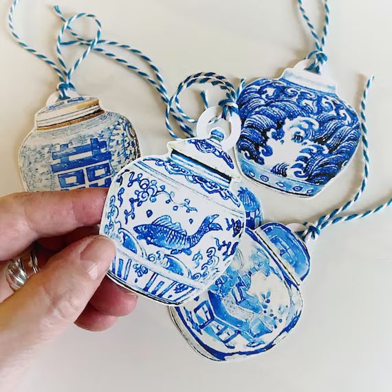 Ginger Jar Gift Tags (pack of 5) | Chinoiserie | Blue and White Gift Wrap | Traditional Wedding |... | Etsy (US)