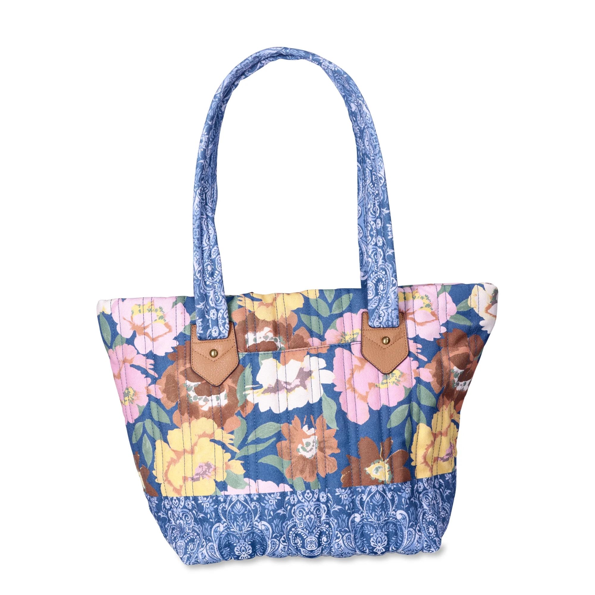 The Pioneer Woman Aubrey Quilted Print Tote, Dark Denim, Women's | Walmart (US)