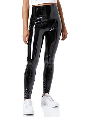 SPANX Women's Faux Patent Leather Leggings, Black, 1X | Amazon (US)