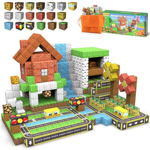 ANDENLEY Magnetic Blocks - 100PCS Magnet Tiles Stacking Construction Building Blocks Cubes, STEM Building Game Birthday Gifts for Boys and Girls Age 3+ Years Old | Amazon (US)