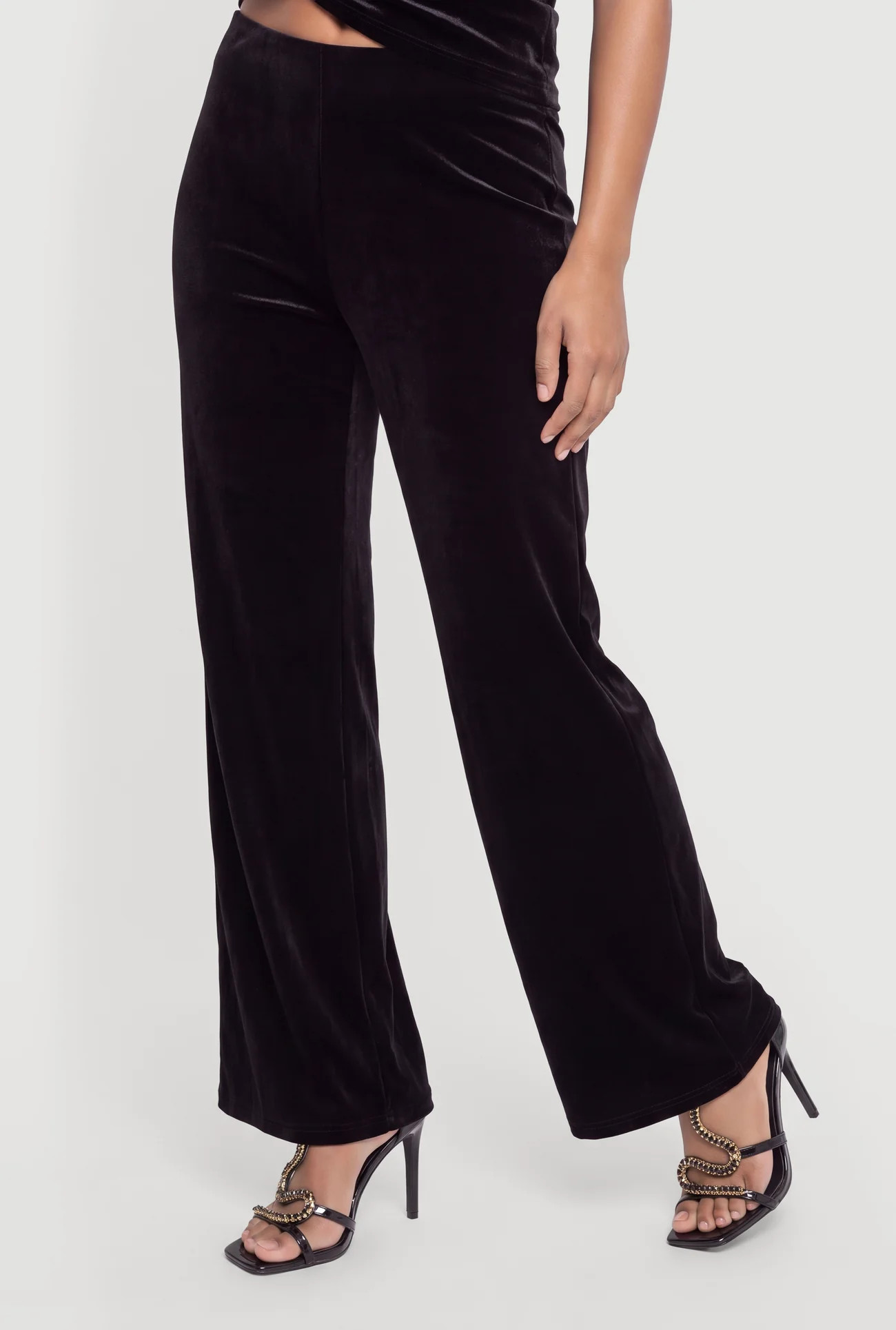 Velvet Wide Leg Pull On Pants | Rainbow Shops