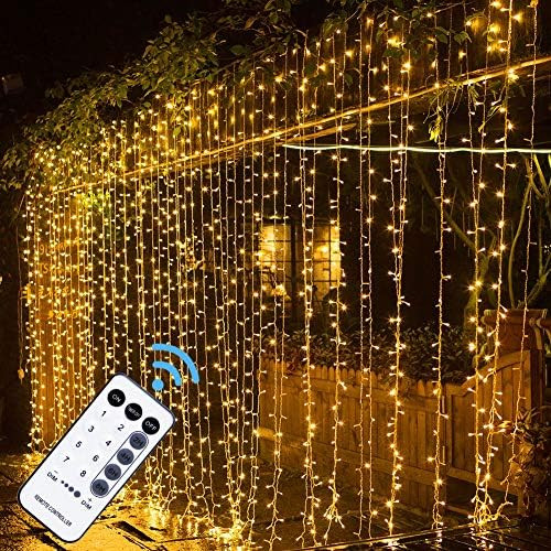 MAGGIFT 304 LED Curtain String Lights, 9.8 x 9.8 ft, 8 Modes Plug in Fairy String Light with Remo... | Amazon (US)