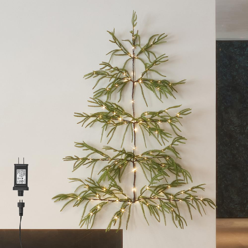 LITBLOOM Pre-Lit Wall Hanging Norfolk Pine Tree with Timer 4FT, Lighted Vine Garland with 140 Fai... | Amazon (US)