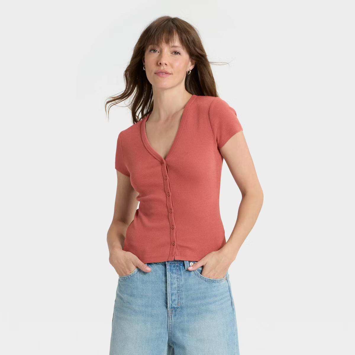 Women's Short Sleeve V-Neck Button-Down Shirt - Universal Thread™ | Target
