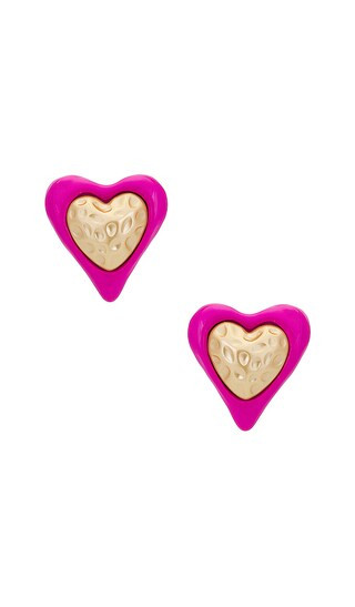 Heart Studs in Barbie Pink | Revolve Clothing (Global)
