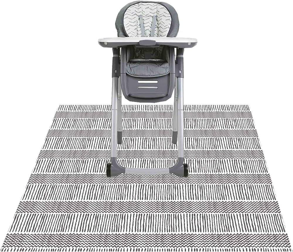 Splat Mat for Under High Chair/Arts/Crafts, Triluby 51" Waterproof Non Slip Food Splash Mat for Eating Mess, Washable Weaning Mat Reusable Spill Floor Protector (Stripe) | Amazon (US)