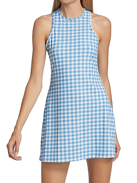 Skater Rib Gingham Minidress | Saks Fifth Avenue