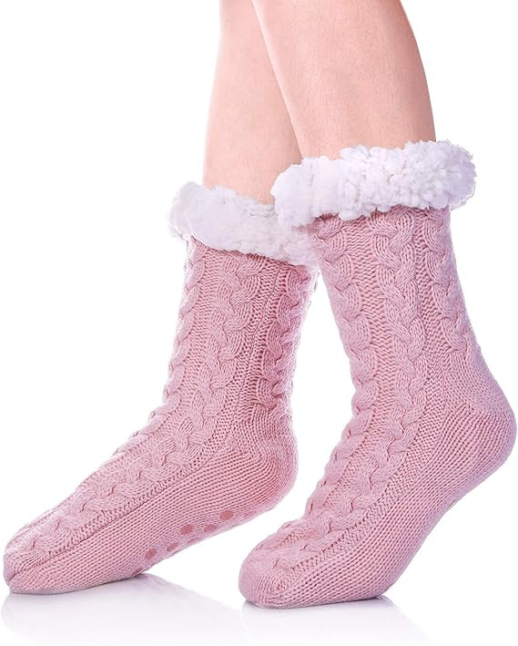 SDBING Women's Winter Super Soft Warm Cozy Fuzzy Fleece-Lined with Grippers Slipper Socks | Amazon (US)