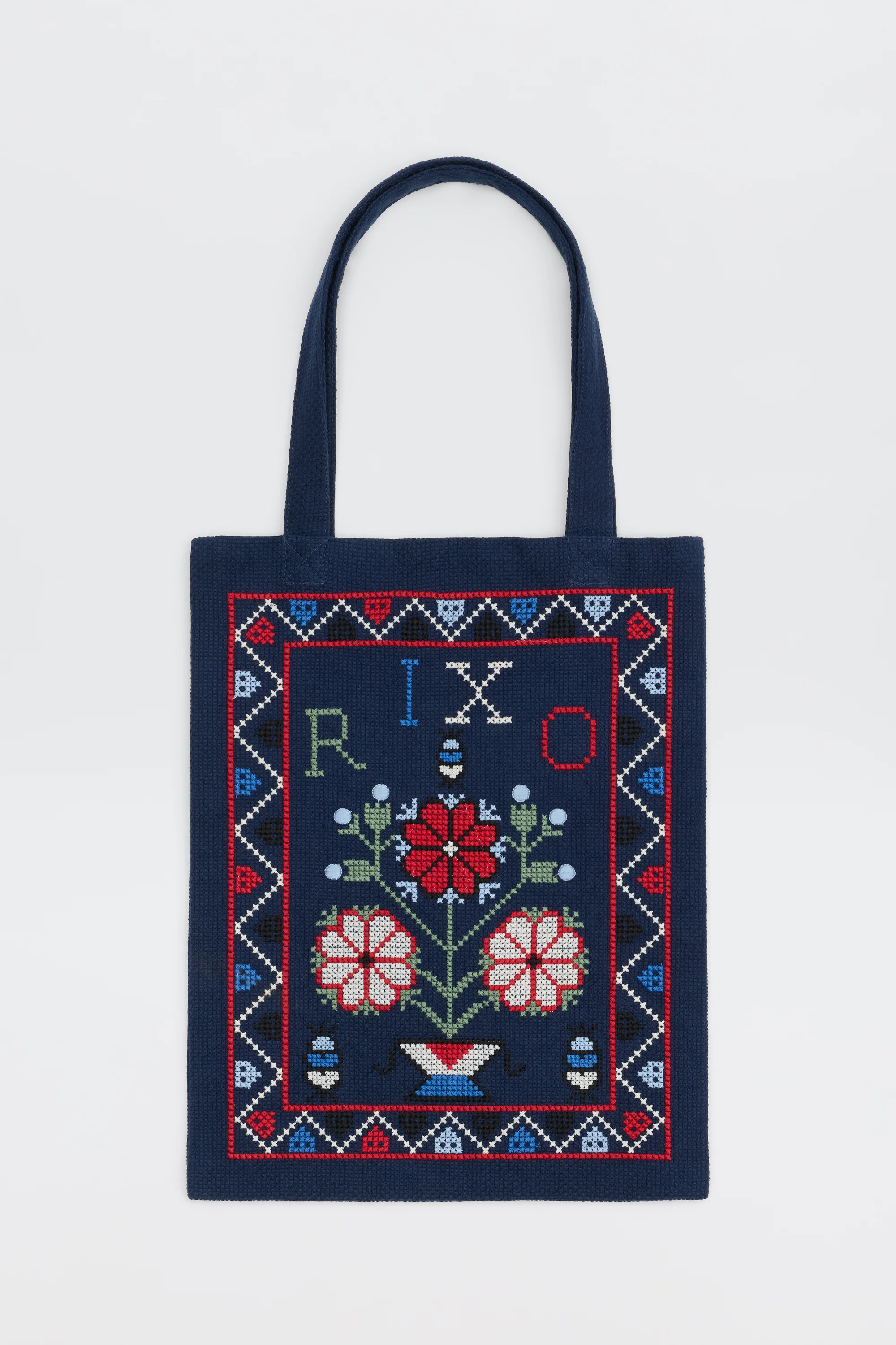 Noora - Terra Cross Stich Embroidery Navy | Rixo