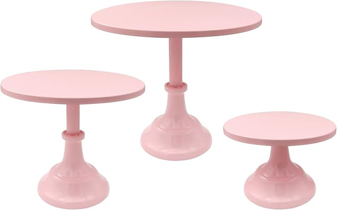 3 Pcs Pink Cake Stand Set - Metal Round 8" 10" 12" Tiered Display Stands Cupcake Dessert Stands f... | Amazon (US)