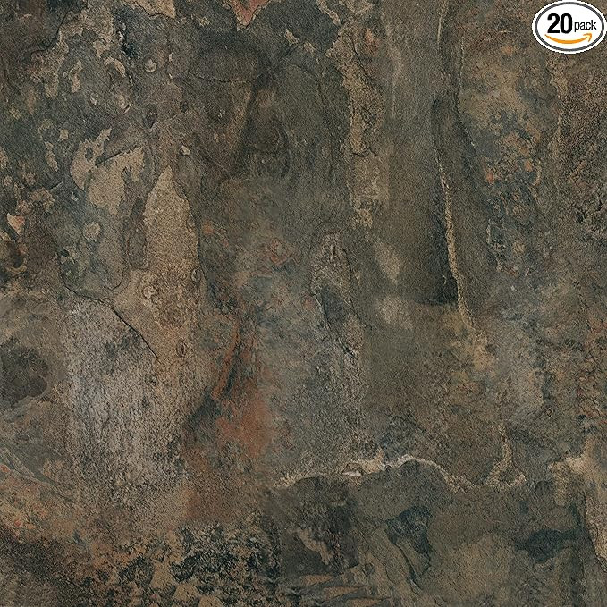 Nexus Self Adhesive 12-Inch Vinyl Floor Tiles, 20 Tiles - 12" x 12", Dark Slate Marble Pattern - ... | Amazon (US)