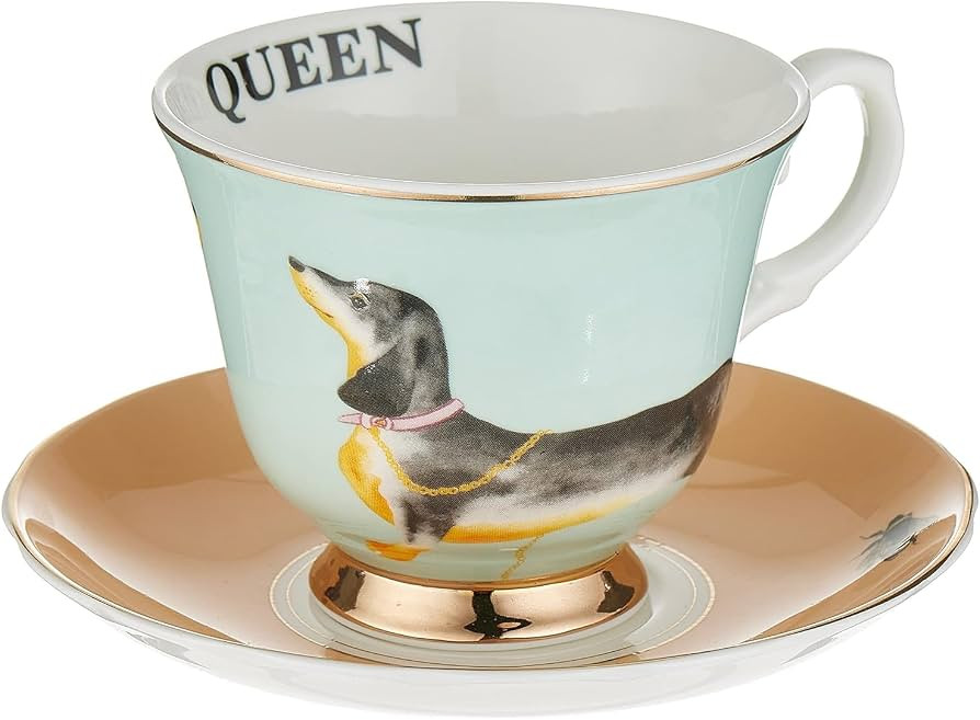 YVONNE ELLEN Vintage Inspired Teacup and Saucer in Beautiful Bone China (Doggie) | Amazon (US)