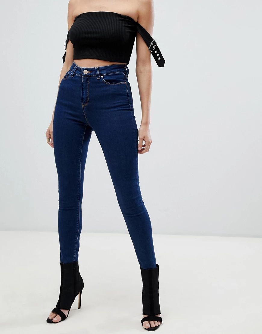 ASOS DESIGN Ridley high waisted skinny jeans in deep blue wash | ASOS (Global)