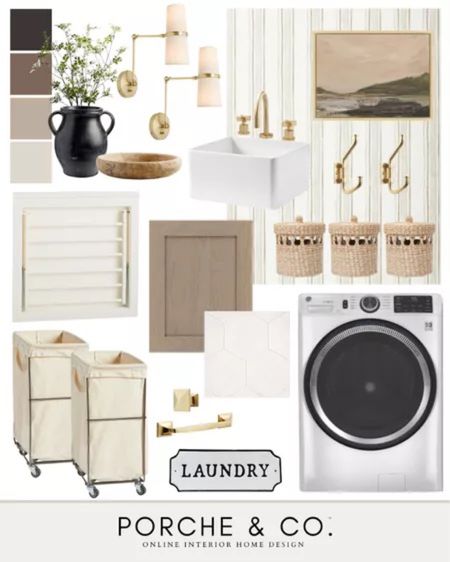 Laundry room moodboard, laundry room inspo, laundry design, laundry room decor, modern classic laundry, neutral laundry room #virtualinteriordesign #curatedcollections

#LTKhome #LTKstyletip #LTKSeasonal