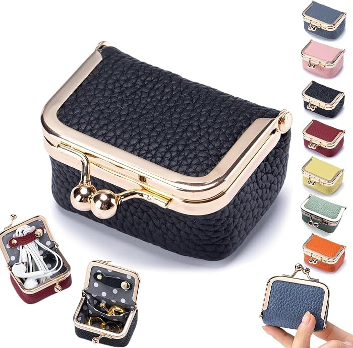 Genuine Leather Mini Jewelry Box, Portable Vintage-Inspired Genuine Leather Coin Purse Jewelry Ca... | Amazon (US)