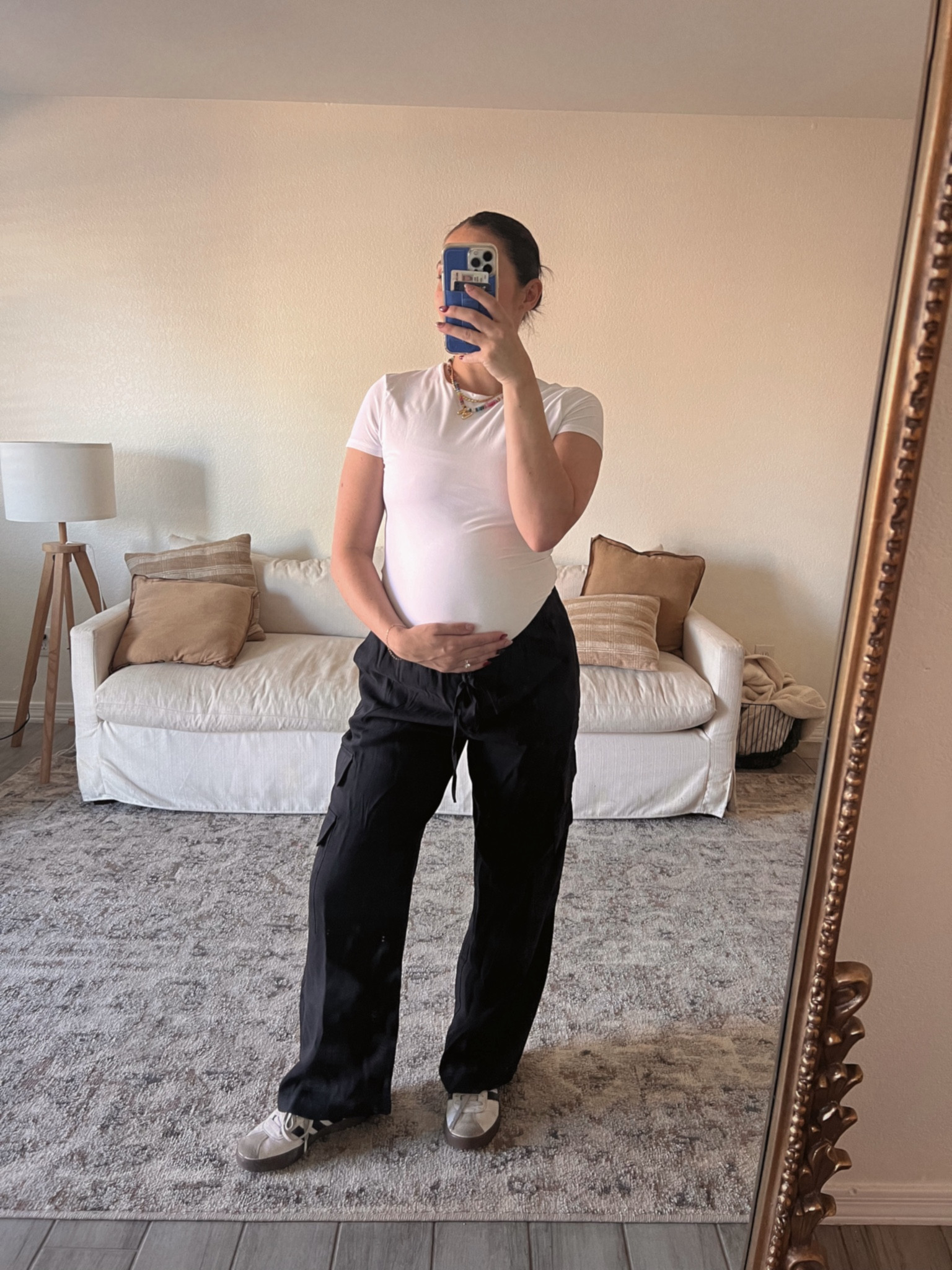 These cargos are soo good for pregnancy & beyond. I’m obsessed. Wearing a medium, sized up for pregnancy! 

#LTKFallSale