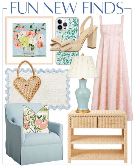 Classic home style decor Grandmillennial home preppy home floral artwork peach blush summer dress wedding guest dress blue armchair floral pillows Serena and Lily DSW shoe Anthropologie

#LTKhome #LTKstyletip