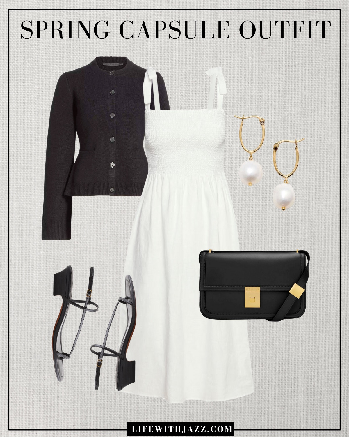 Spring capsule outfit 

Spring capsule / capsule wardrobe / spring style /classic style/ cardigan / sundress / strappy heels / black purse / pearl earrings / dressy outfit  / sc25 

#LTKSeasonal #LTKStyleTip