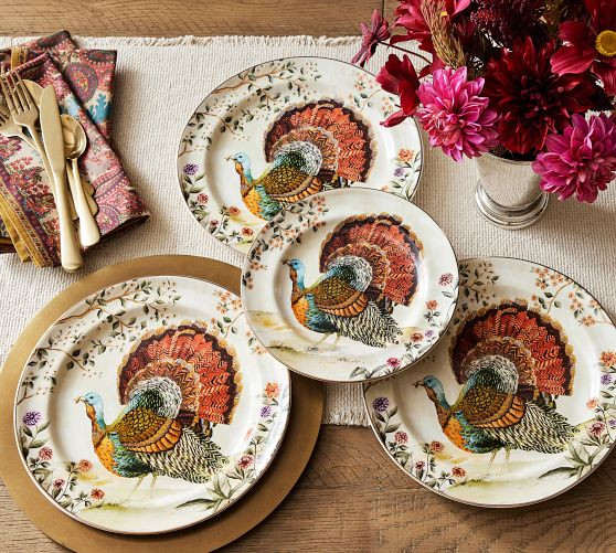 Botanical Harvest Turkey Stoneware 8-Piece Dinnerware Set | Pottery Barn (US)