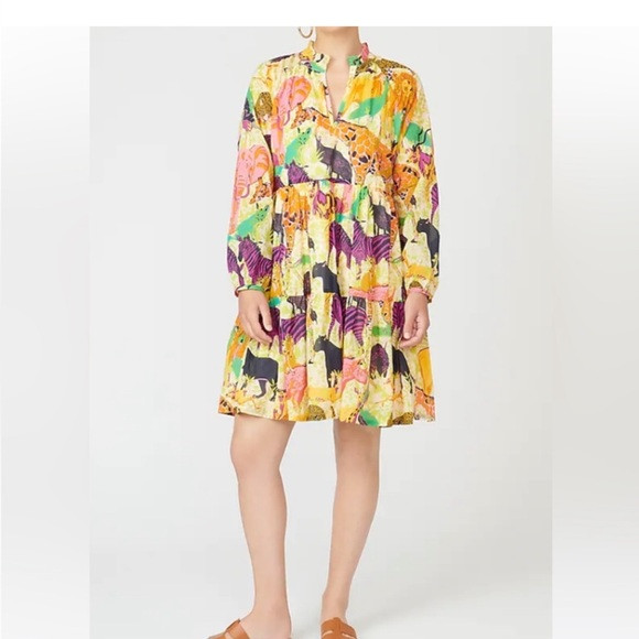 J Crew Tiered Popover Dress In Ratti® Safari Print size XS | Poshmark