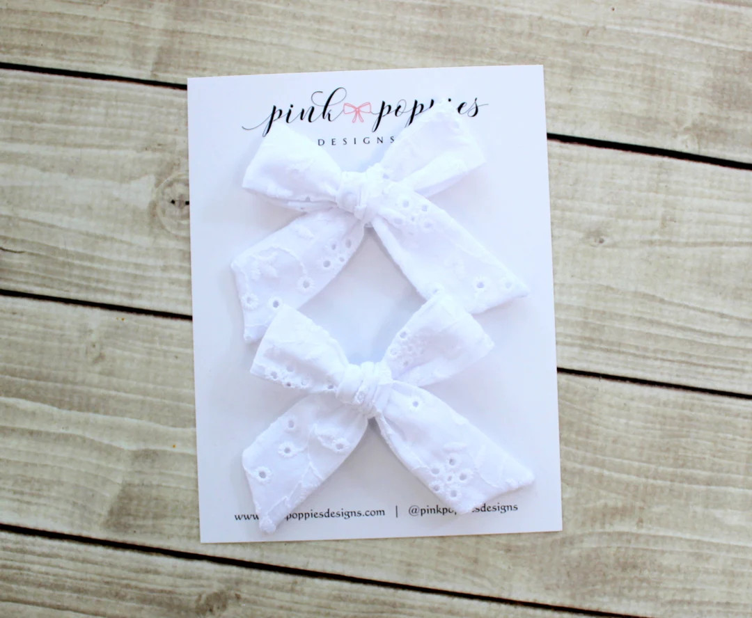 White Eyelet Pig Tail Set, White Baby Bows, Eyelet Pig Tail Bows, Cotton Baby Bows, Baby Pigtail ... | Etsy (US)
