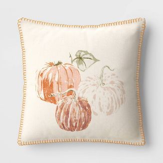 Pumpkin Square Throw Pillow Cream/Orange - Threshold&#8482; | Target