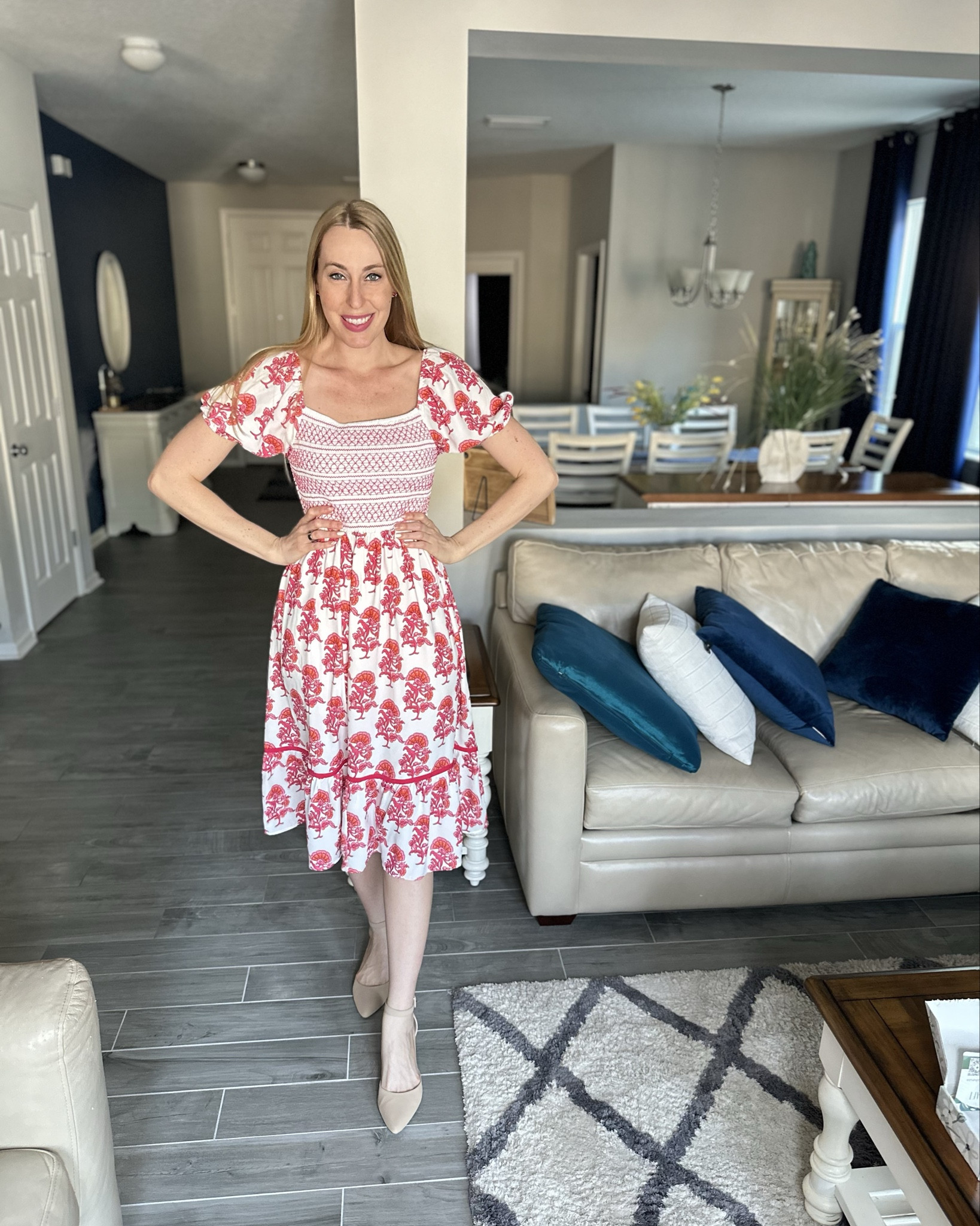 Pink and orange floral dress 
❤️ this is so cute for spring, the bottom flows nicely and I love the stretch of the top
❤️  this is great to wear to weddings and it fits true to size 
❤️ I am wearing size small, I am 5’10”

#LTKFindsUnder100 #LTKStyleTip #LTKFindsUnder50