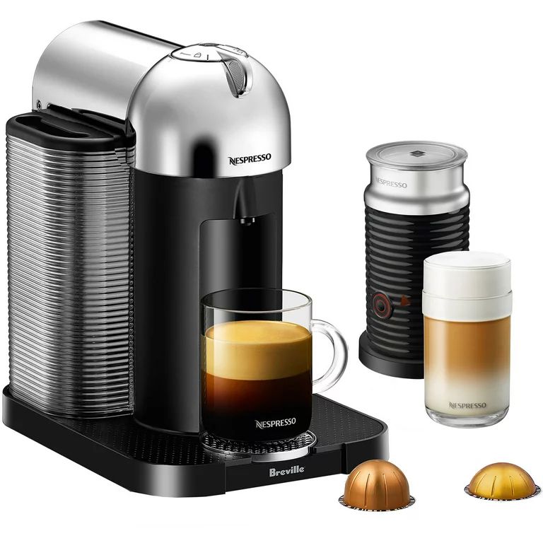 Breville Nespresso Vertuo Coffee & Espresso Single-Serve Machine in Chrome and Aeroccino Milk Fro... | Walmart (US)