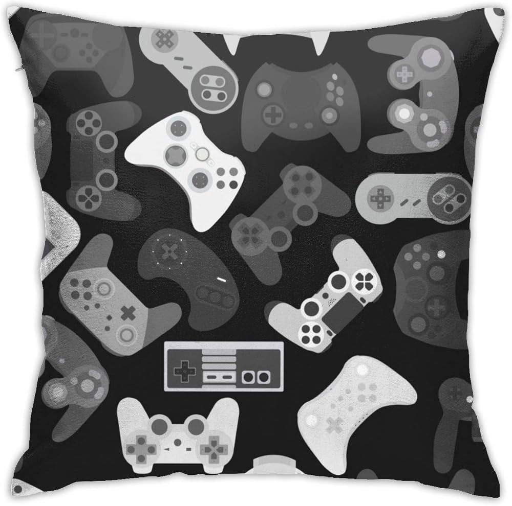Video Game Controller Black White Gadgets Throw Pillow Covers Decorative 18x18 Inch Pillowcase Sq... | Amazon (US)